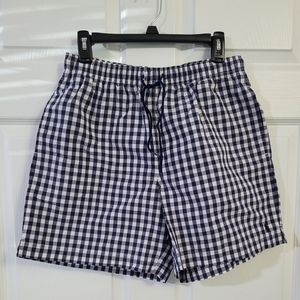 Men Size Medium Ralph Lauren Polo Swim Trunks Black white Checkered 5 1/2 inseam